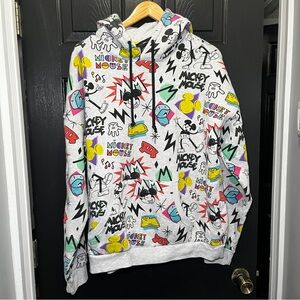 Disney Artist Series Mickey Multicolor Print Pullover Hoodie Sweatshirt Sz L